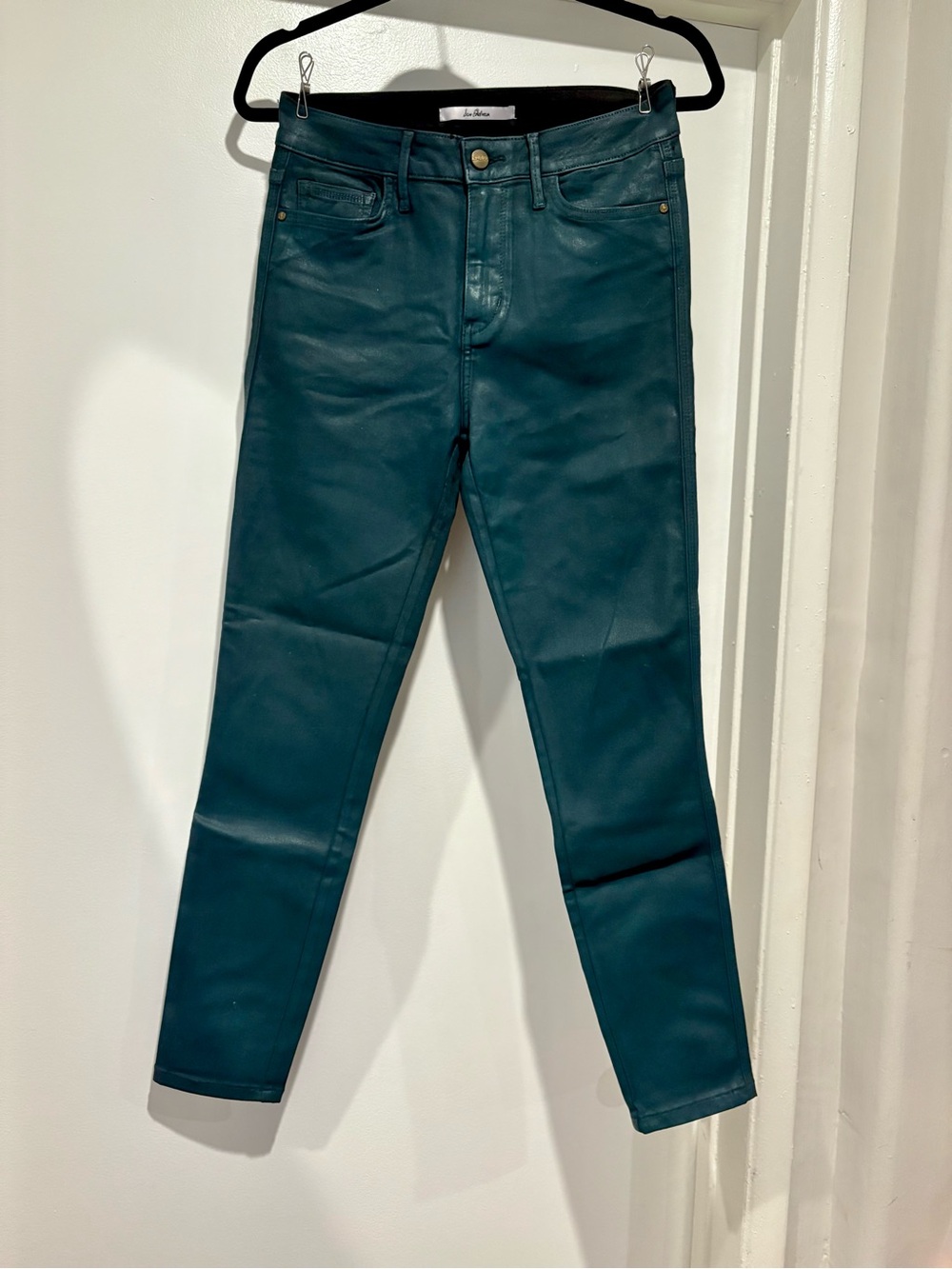 Sam Edelman Coated The Stiletto High Rise Skinny Ankle Jean Teal Green